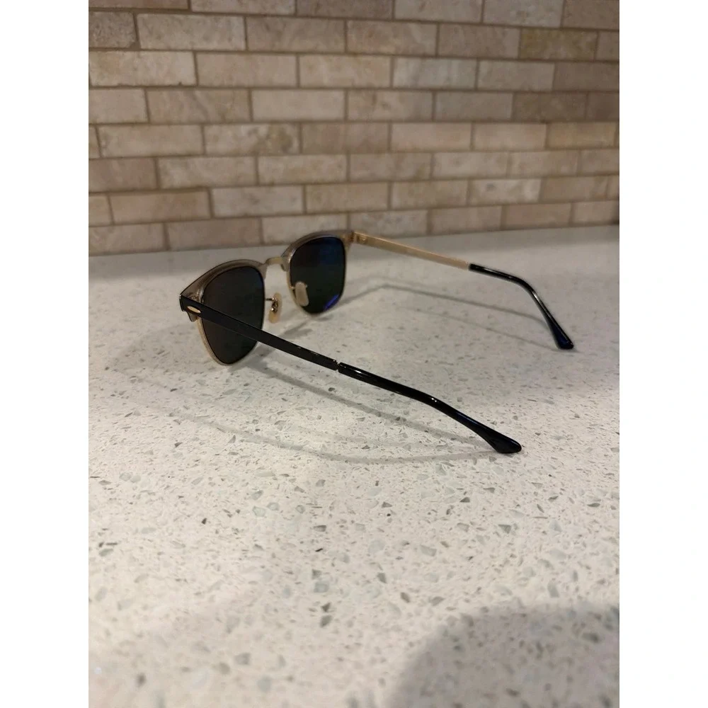 Ray-Ban RB3716 Clubmaster Sunglasses 187/58 Black Gold Green Polarized 51mm